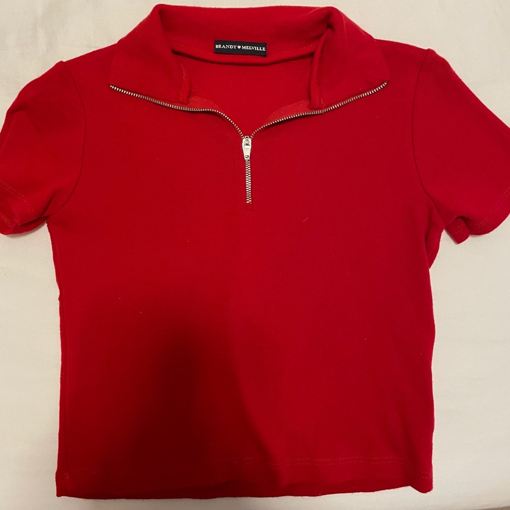 brandy melville red collared shirt